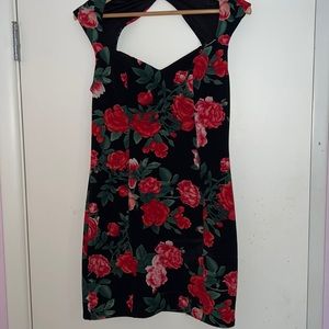 Guess Floral Roses Mini Bodycon Dress